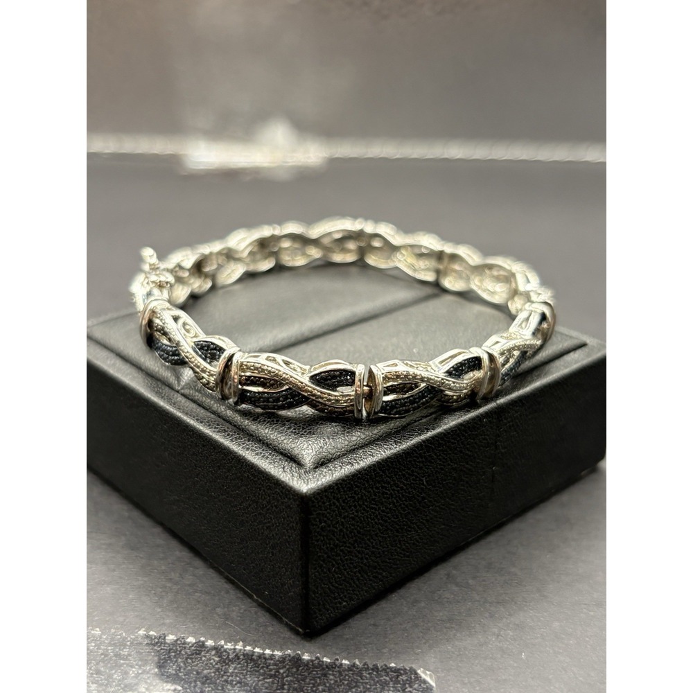7.75" Blue Rhodium Single Diamond Bracelet 19 Grams H20